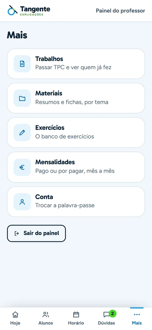 Captura de ecrã no telemóvel: o resto do menu.
